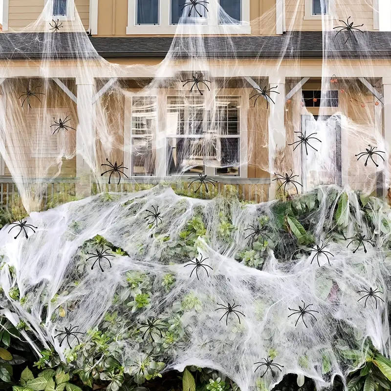 Giant Halloween Spider Web, 200 Sq Ft with 9 Fake Spiders
