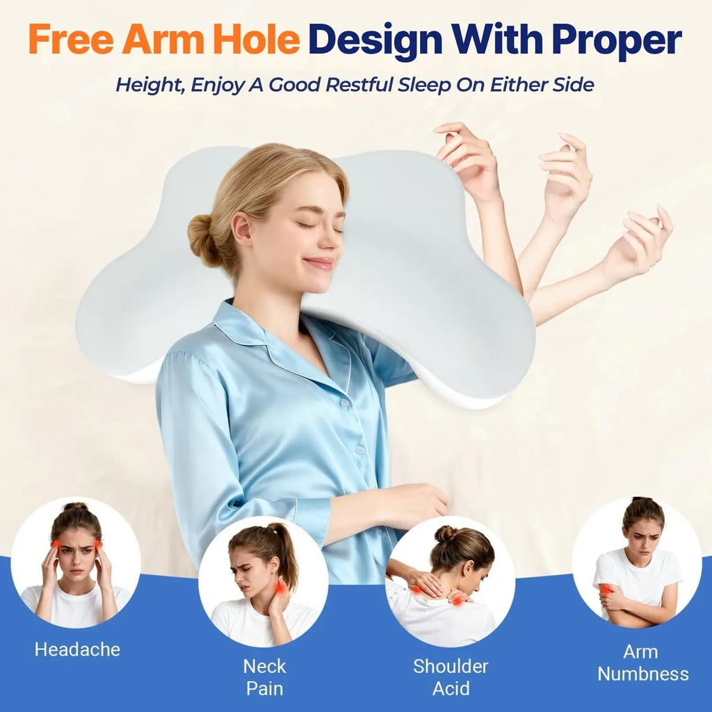 Memory Foam Arm Pillow for Side Sleepers with Arm Channels