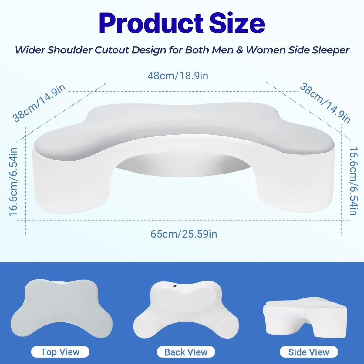 Memory Foam Arm Pillow for Side Sleepers with Arm Channels