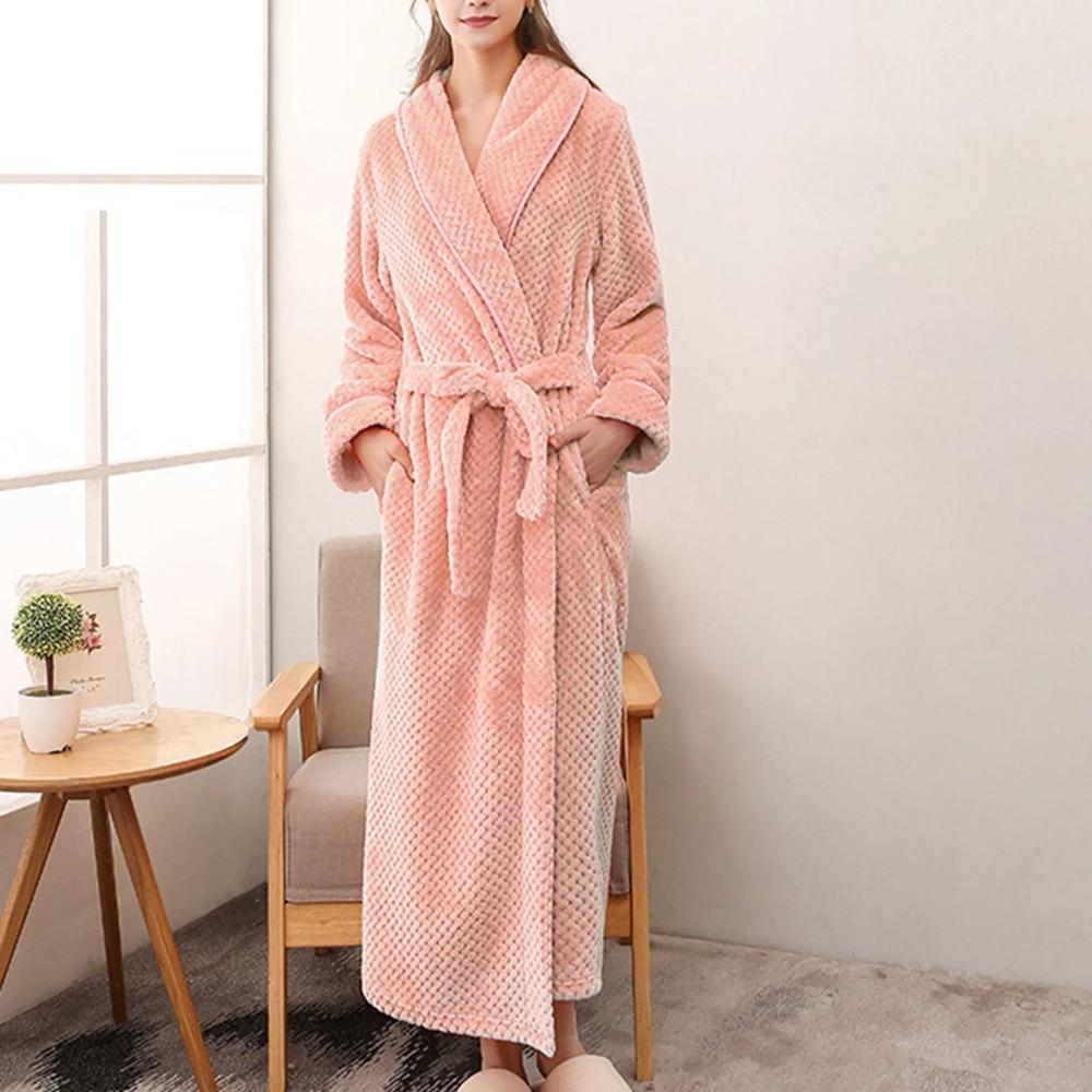Soft Fleece Bathrobe with Belt and Pockets