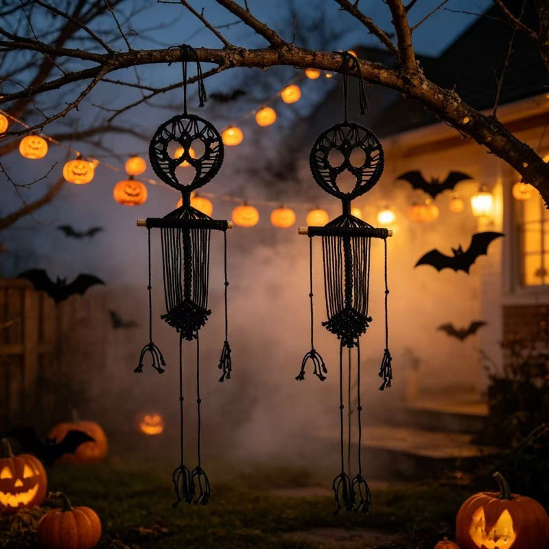 2 Piece Macrame Skeleton Wall Hanging for Halloween