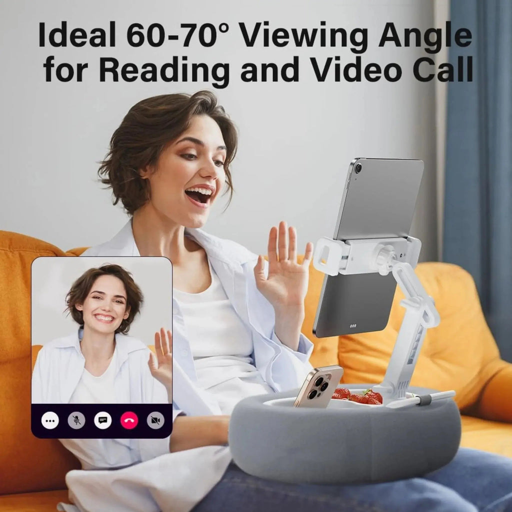 Adjustable Phone and Tablet Pillow Stand with Trays
