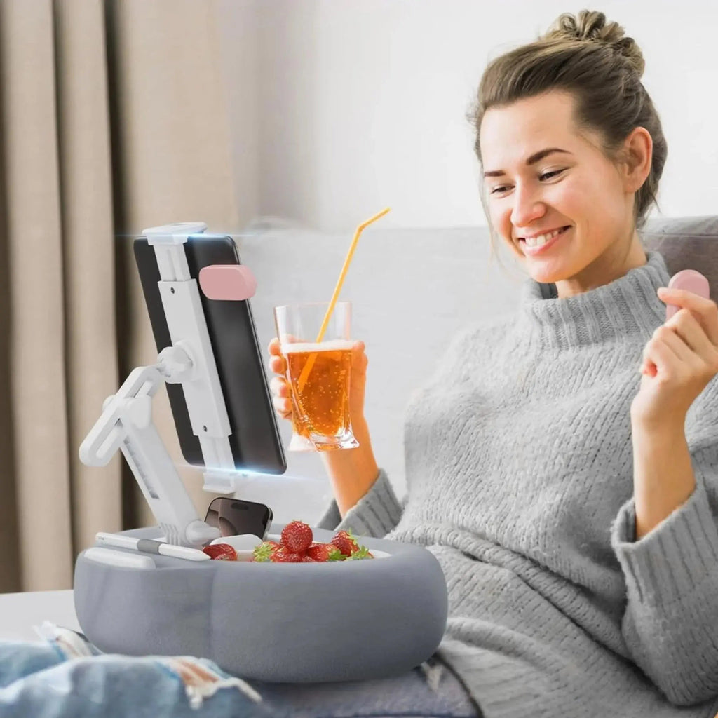 Adjustable Phone and Tablet Pillow Stand with Trays