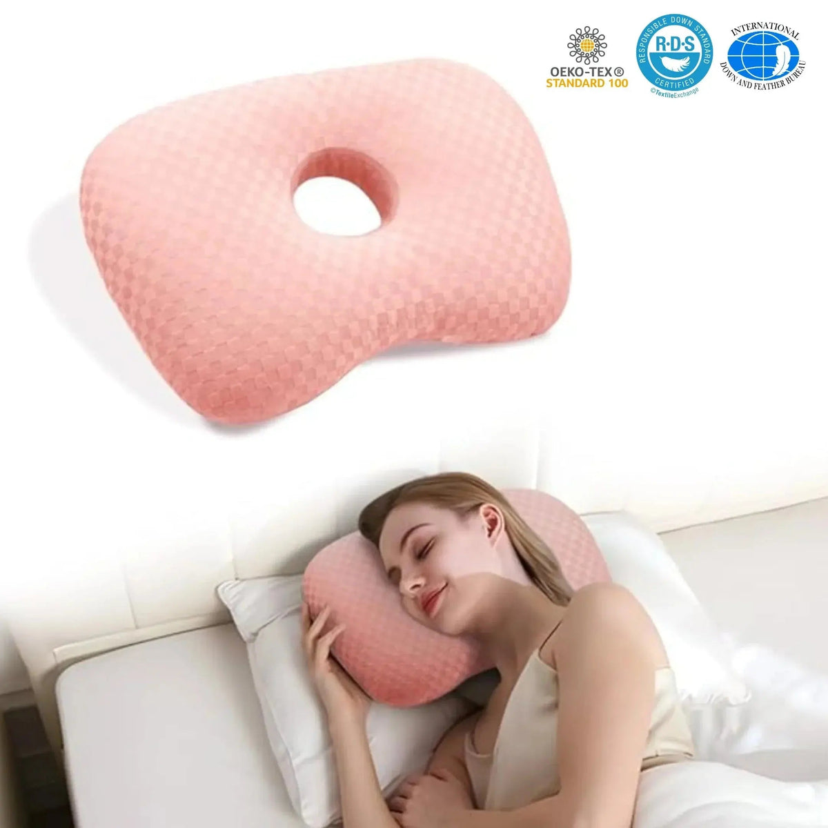 Ear Hole Pillow for Side Sleepers with Adjustable Fill