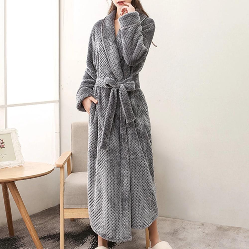 Soft Fleece Bathrobe with Belt and Pockets