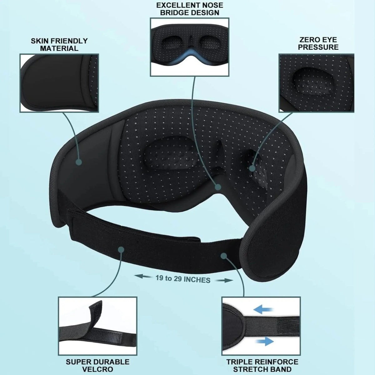 Bluetooth Sleep Mask with Headphones and 3D Eye Contours