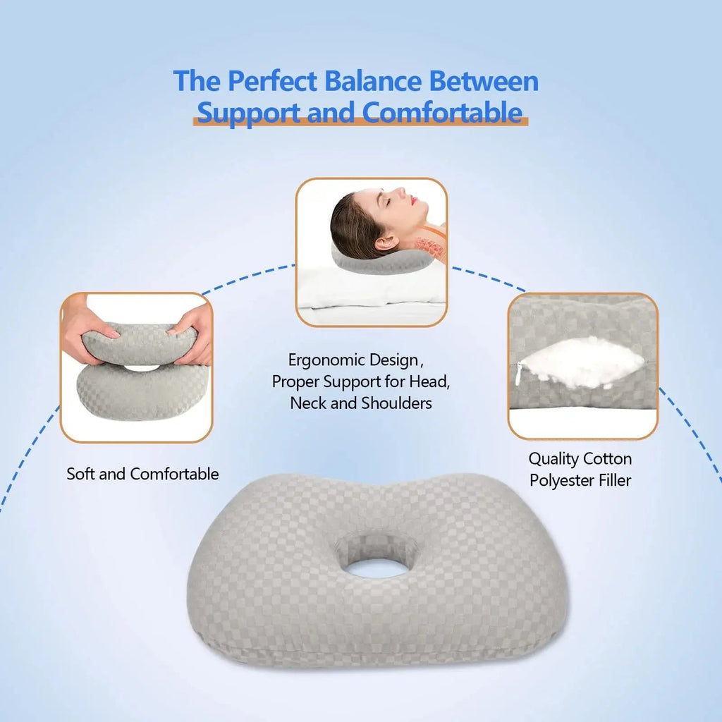 Ear Hole Pillow for Side Sleepers with Adjustable Fill