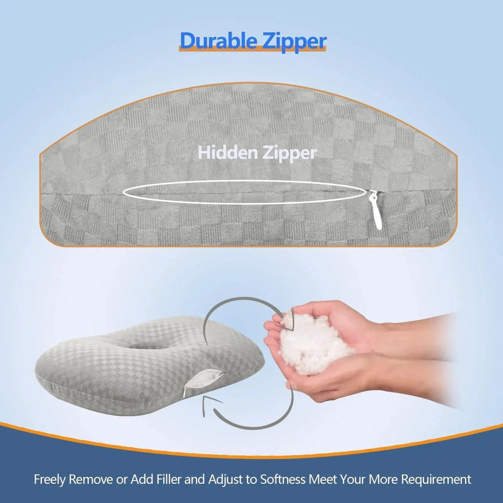 Ear Hole Pillow for Side Sleepers with Adjustable Fill