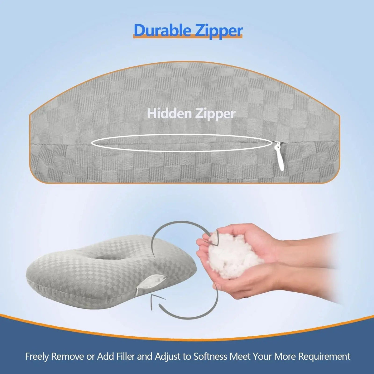 Ear Hole Pillow for Side Sleepers with Adjustable Fill