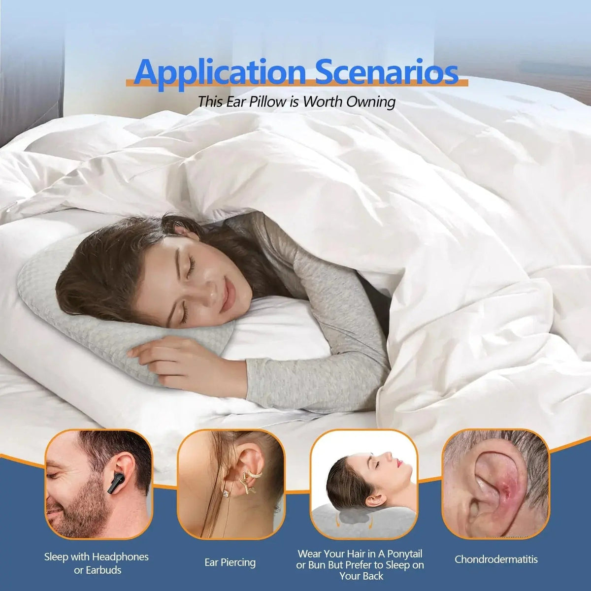 Ear Hole Pillow for Side Sleepers with Adjustable Fill