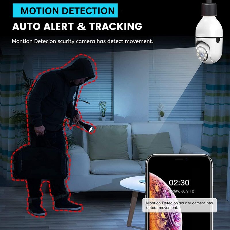 1080p Light Bulb Security Camera with 360° View & Audio