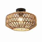 Woven Rattan Flush Mount Ceiling Light