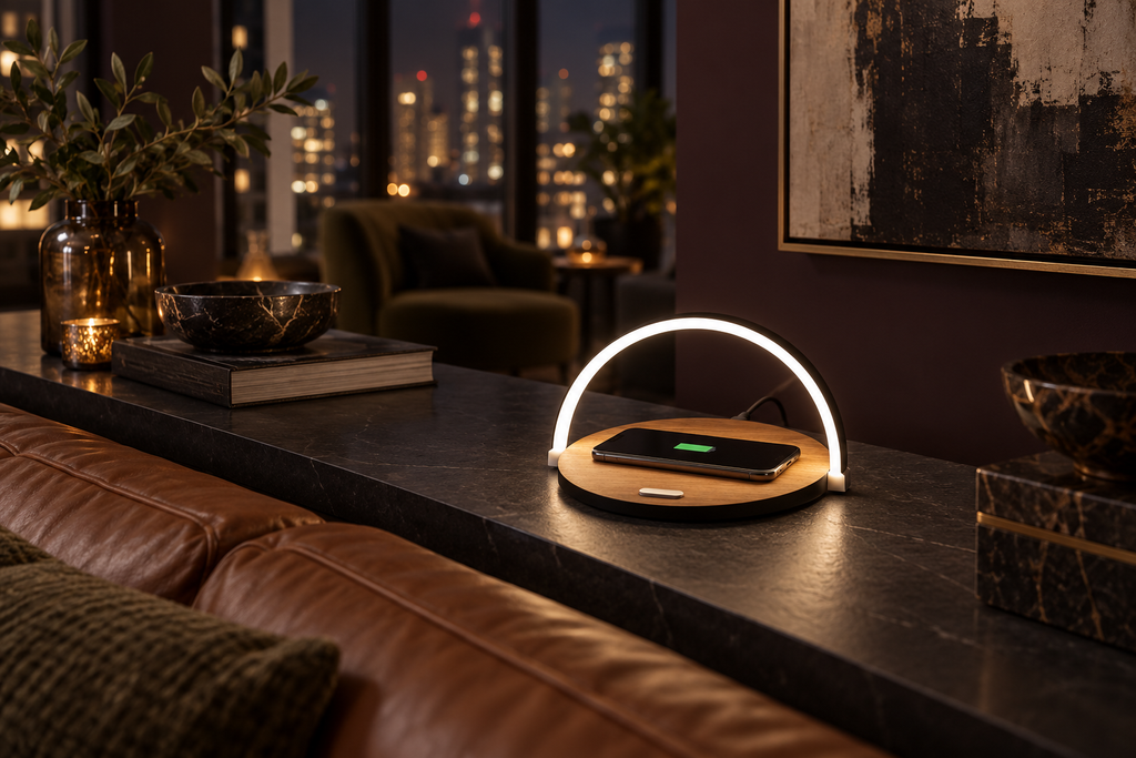 3-in-1 Wireless Charger Phone Stand & Dimmable LED Desk Lamp