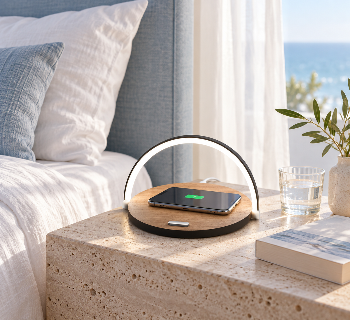 3-in-1 Wireless Charger Phone Stand & Dimmable LED Desk Lamp