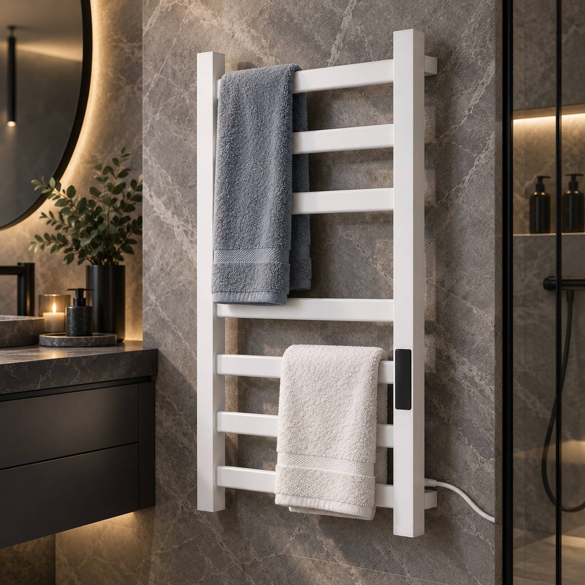 Wall-Mounted Heated Towel Rack for Bathrooms