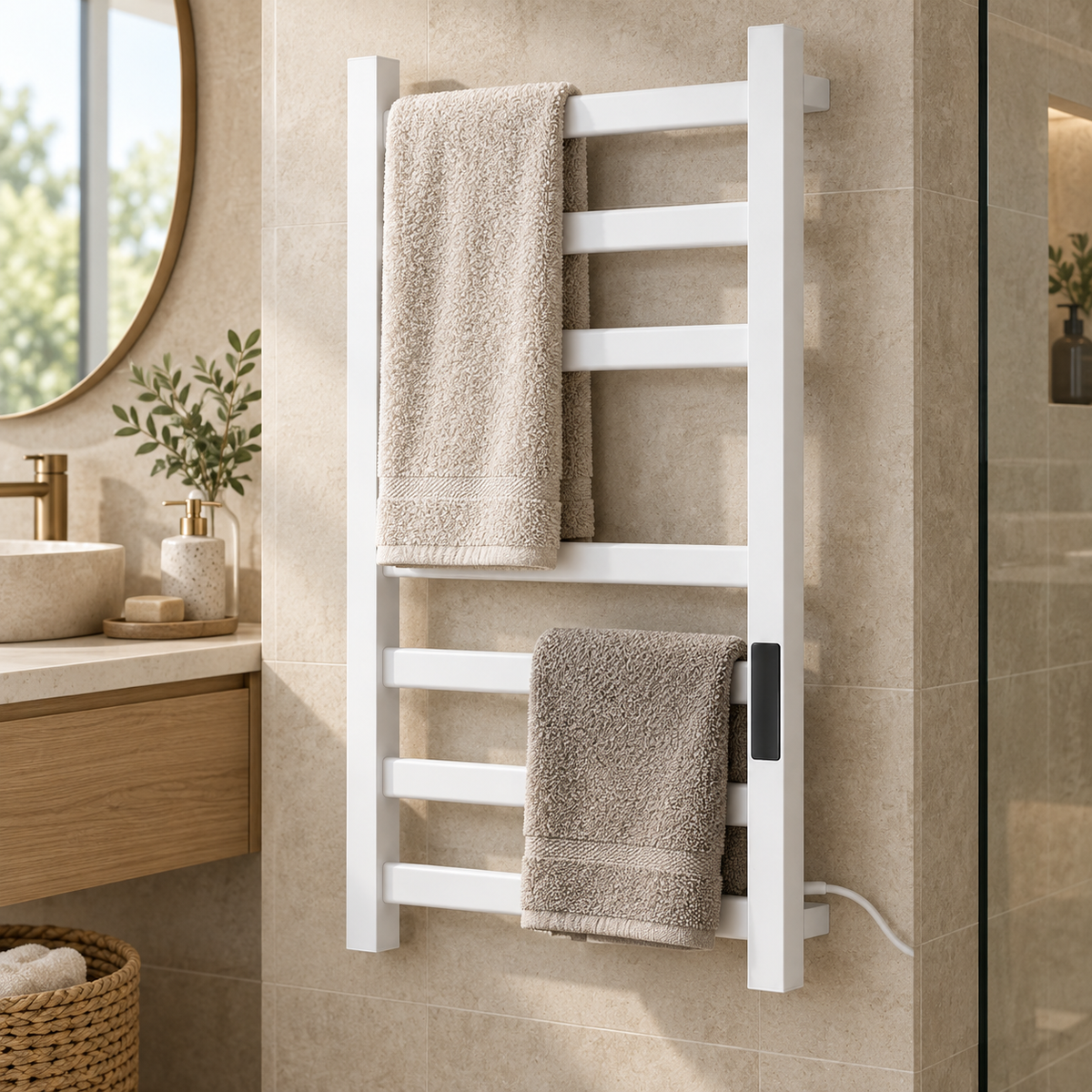 Wall-Mounted Heated Towel Rack for Bathrooms
