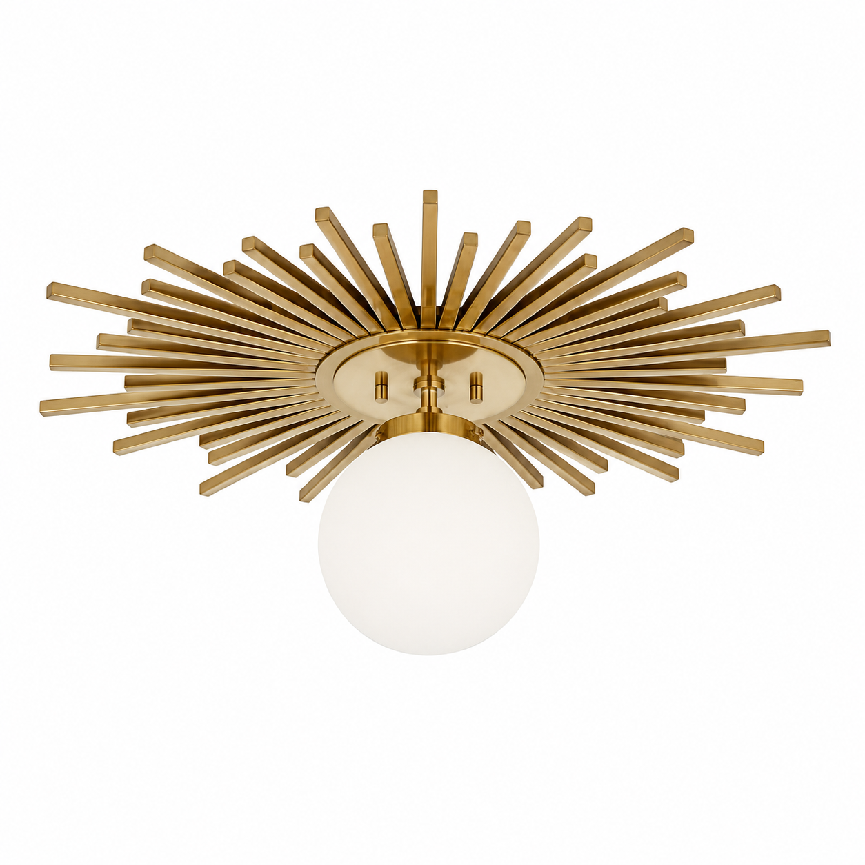 Chicelle Wide Sunburst Warm Antique Brass Ceiling Light
