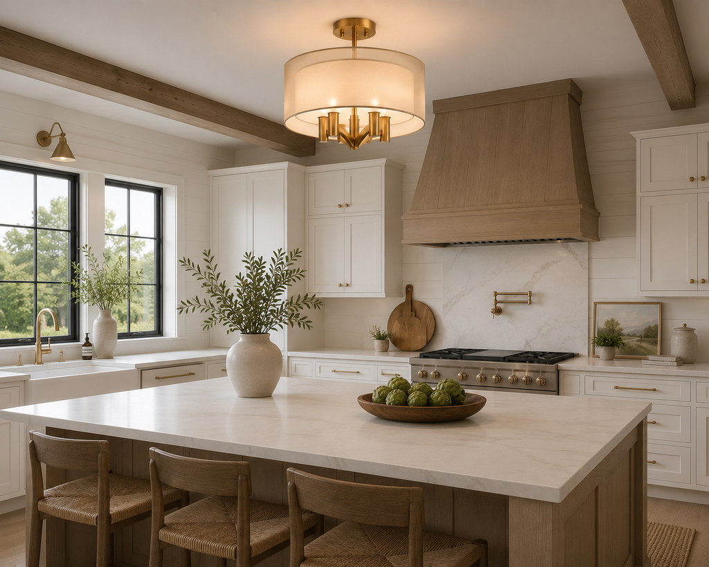 Modere 18" Wide Warm Brass 5-Light Ceiling Light