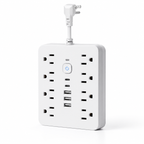 USB Surge Protector Power Strip with Flat Plug