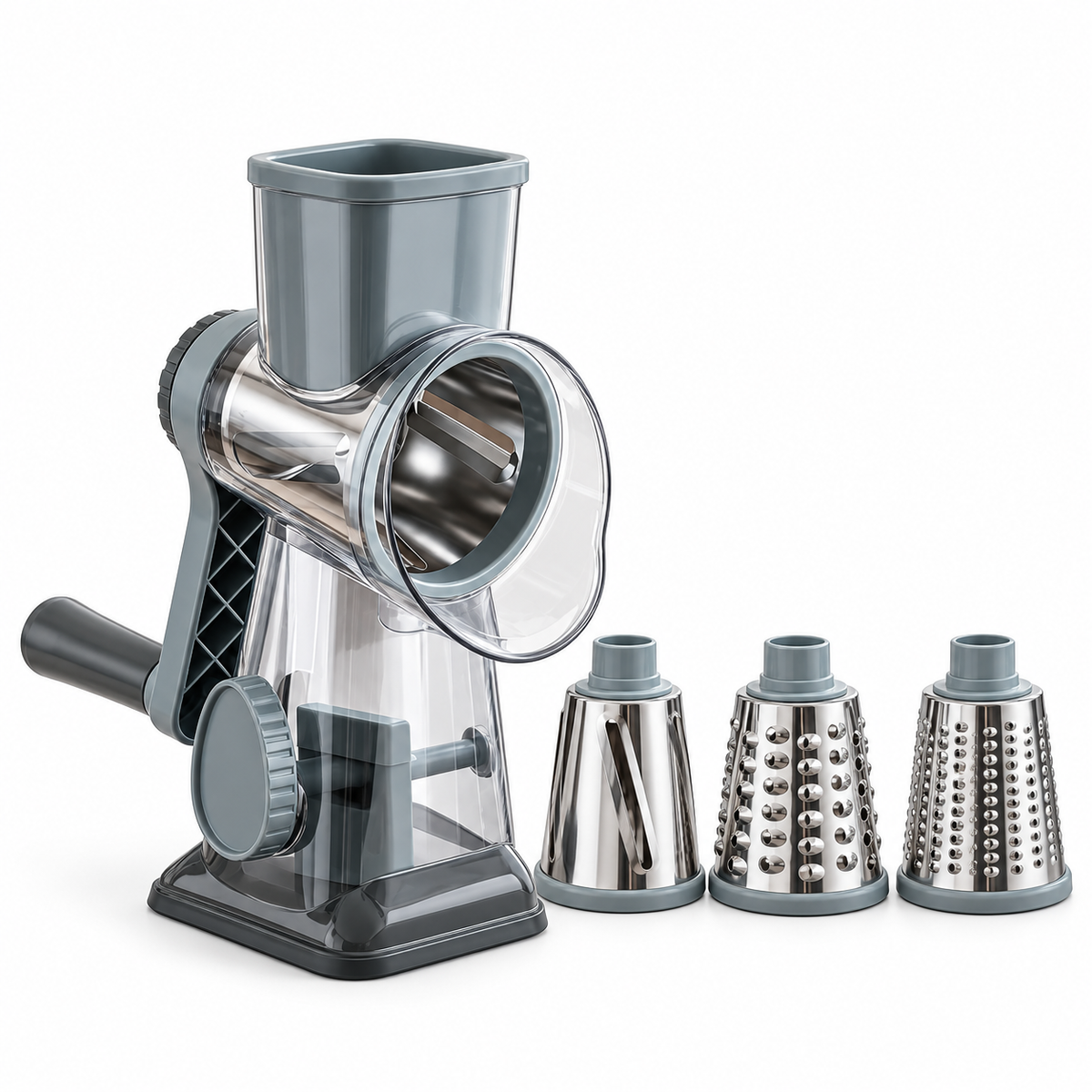 Stainless Steel Rotary Cheese Grater with Drum Blades