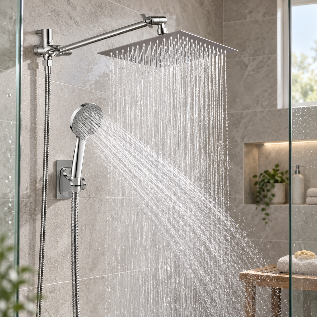 Stainless Steel Handheld Shower Head Combo