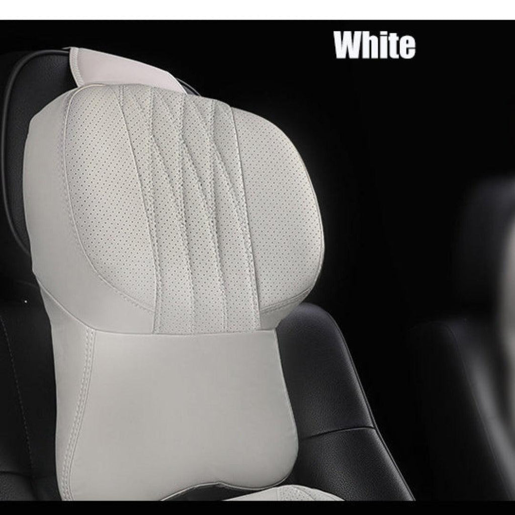 Memory Foam Car Neck Pillow with Leather Headrest Cover