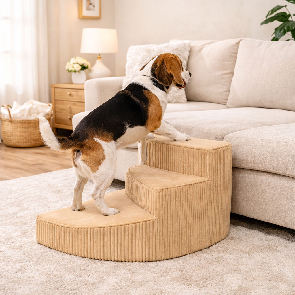 Foam Dog Stairs for Bed & Couch, Washable Non-Slip Cover