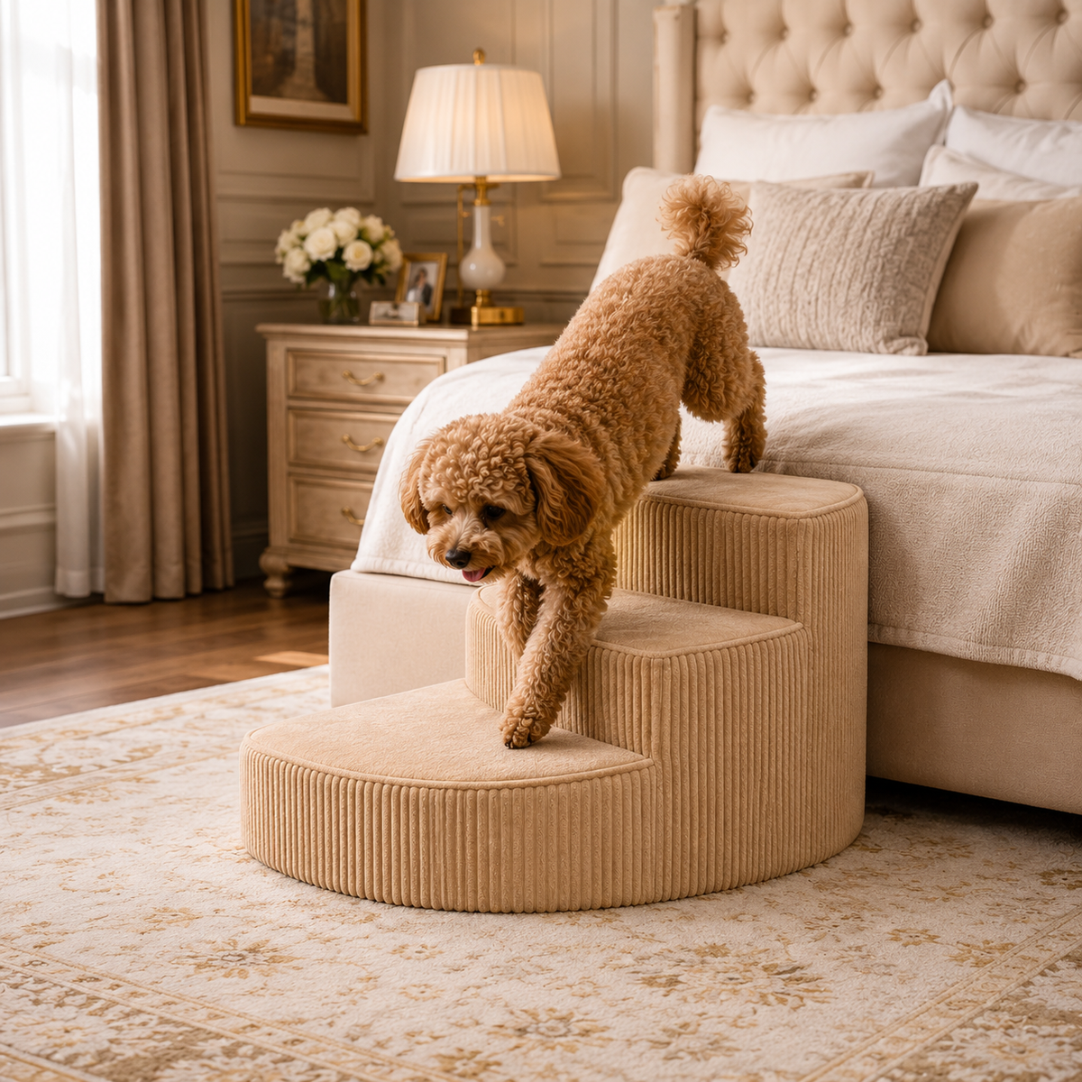 Foam Dog Stairs for Bed & Couch, Washable Non-Slip Cover