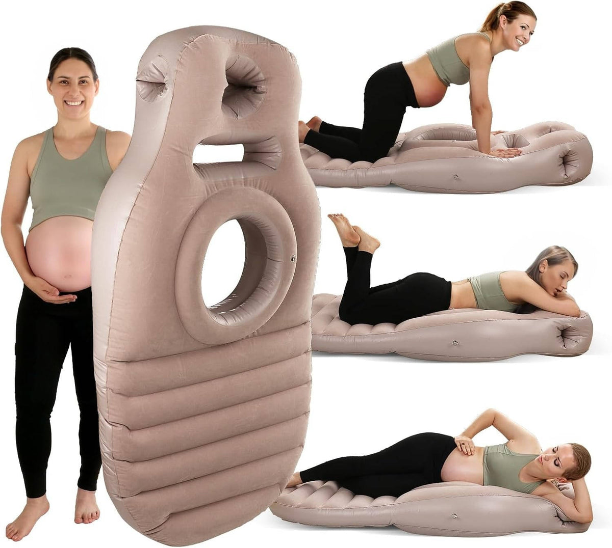 Inflatable Pregnancy Pillow with Belly Cutout, Dual Chamber