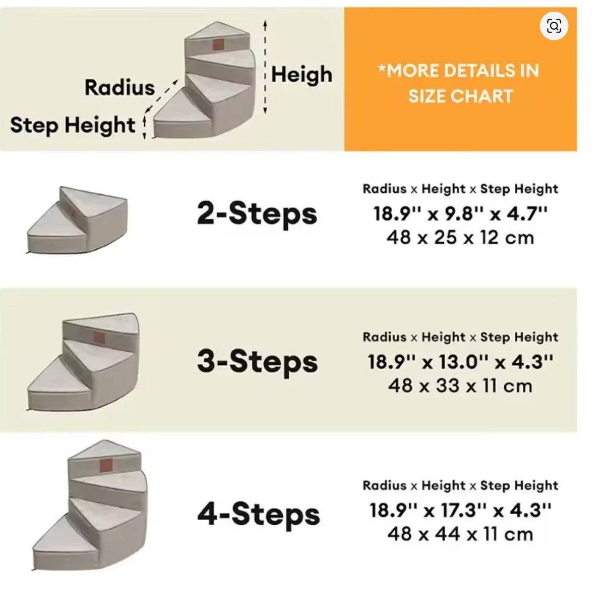 Foam Dog Stairs for Bed & Couch, Washable Non-Slip Cover