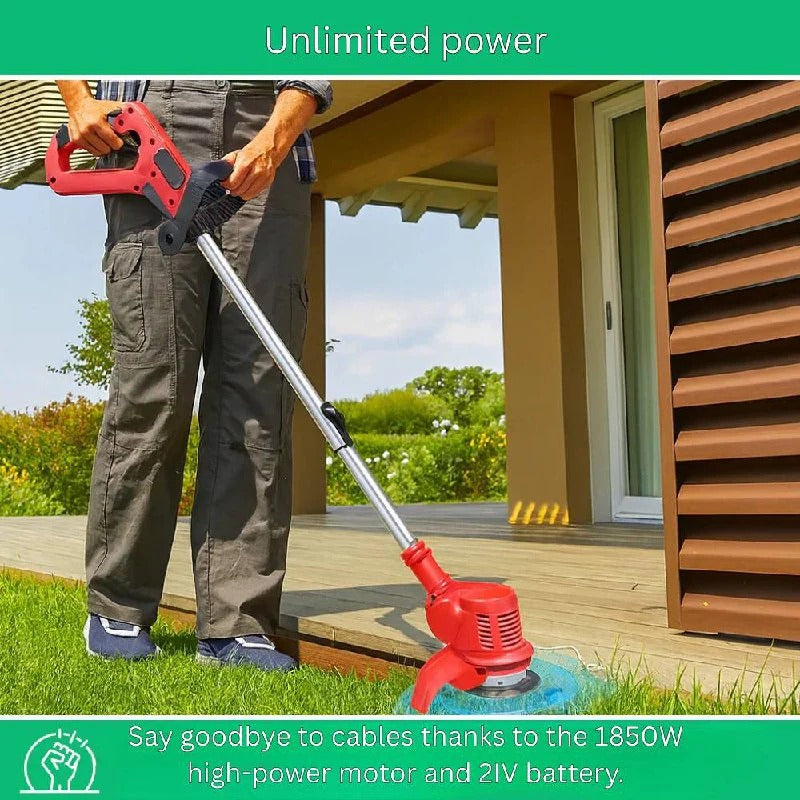 21V Cordless Brush Cutter & Weed Trimmer with 3 Blades