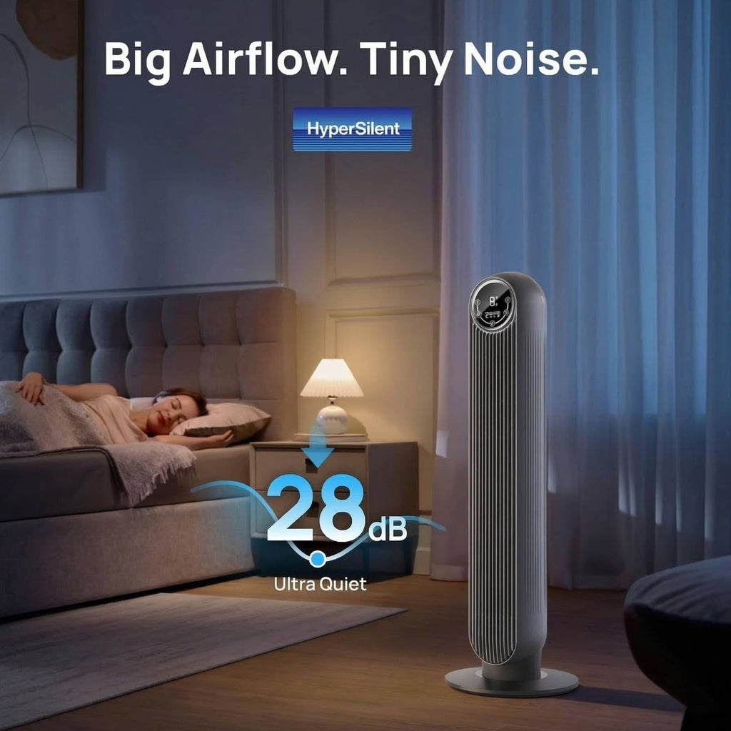 Quiet Bladeless Tower Fan, 8 Speeds & 90° Oscillation