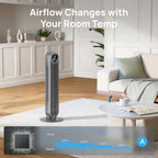Quiet Bladeless Tower Fan, 8 Speeds & 90° Oscillation