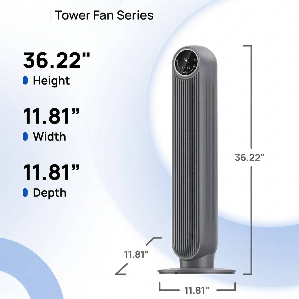 Quiet Bladeless Tower Fan, 8 Speeds & 90° Oscillation
