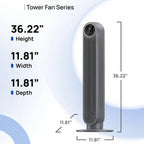 Quiet Bladeless Tower Fan, 8 Speeds & 90° Oscillation