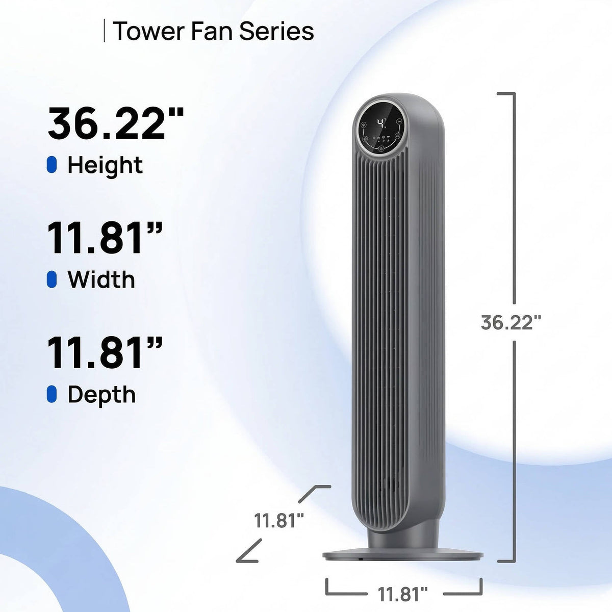 Quiet Bladeless Tower Fan, 8 Speeds & 90° Oscillation