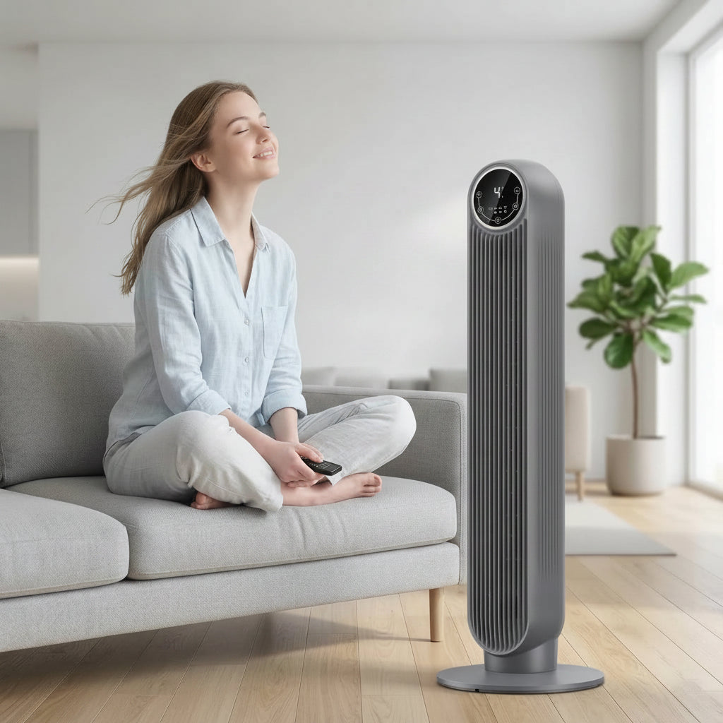 Quiet Bladeless Tower Fan, 8 Speeds & 90° Oscillation