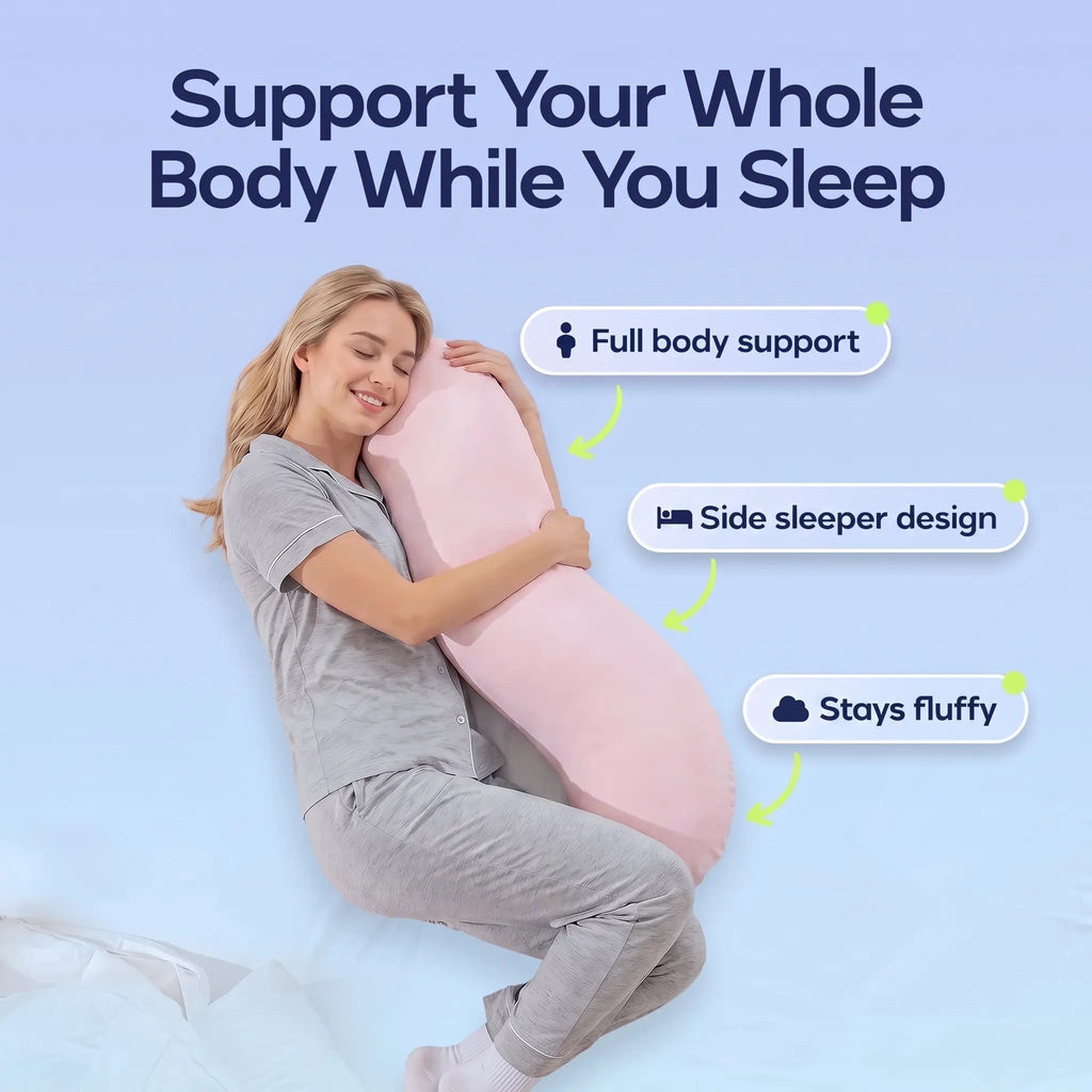 Curved Body Pillow for Side Sleepers, Shredded Memory Foam