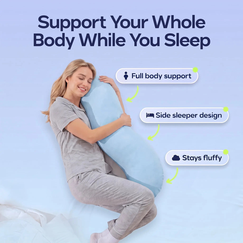 Curved Body Pillow for Side Sleepers, Shredded Memory Foam
