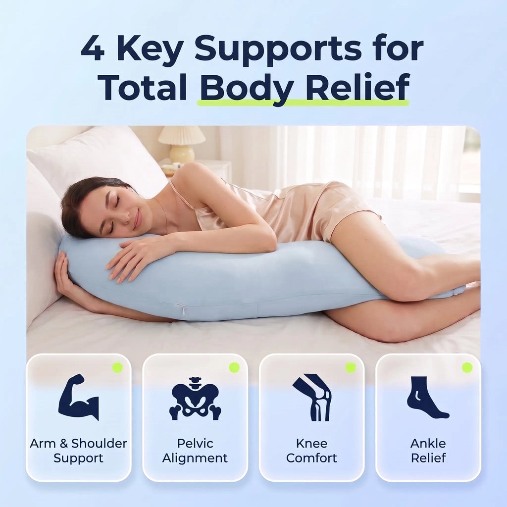 Curved Body Pillow for Side Sleepers, Shredded Memory Foam