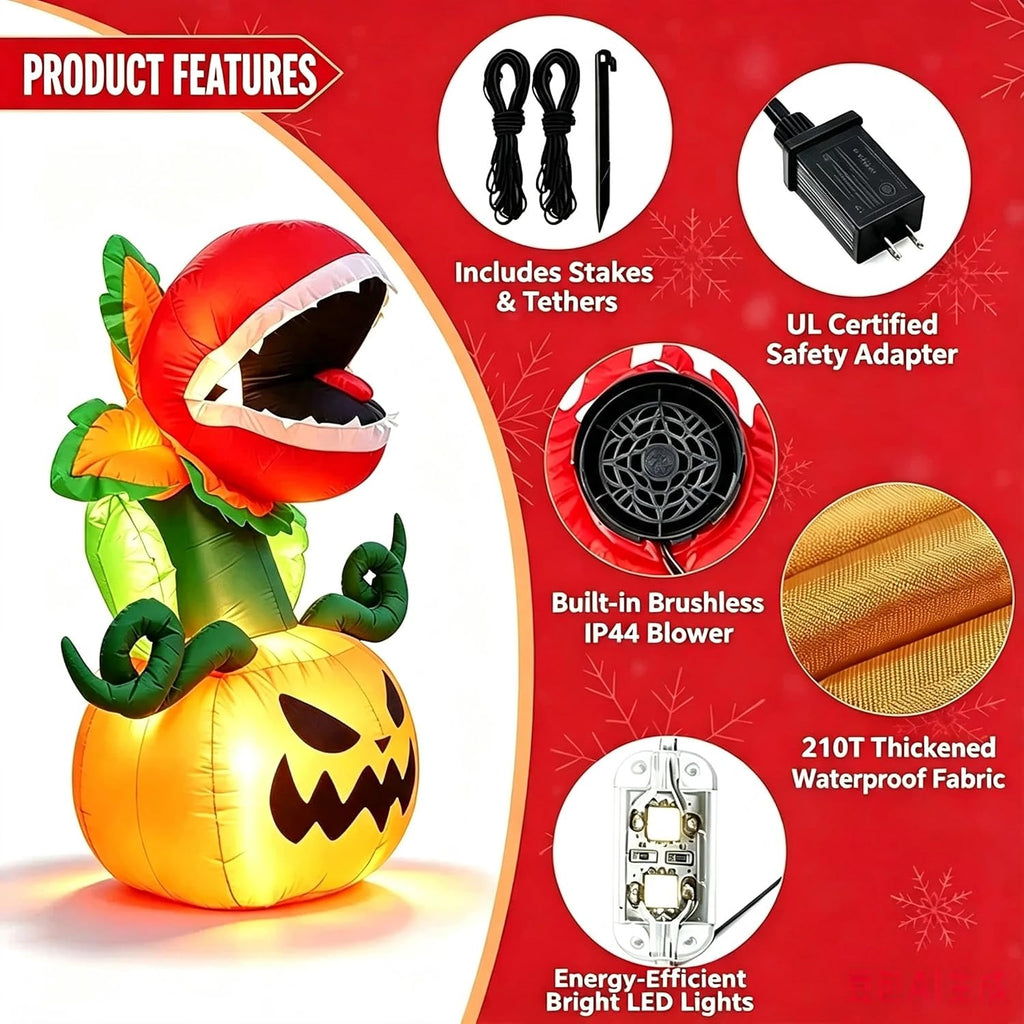 Lighted Halloween Carnivorous Plant Pumpkin Inflatable