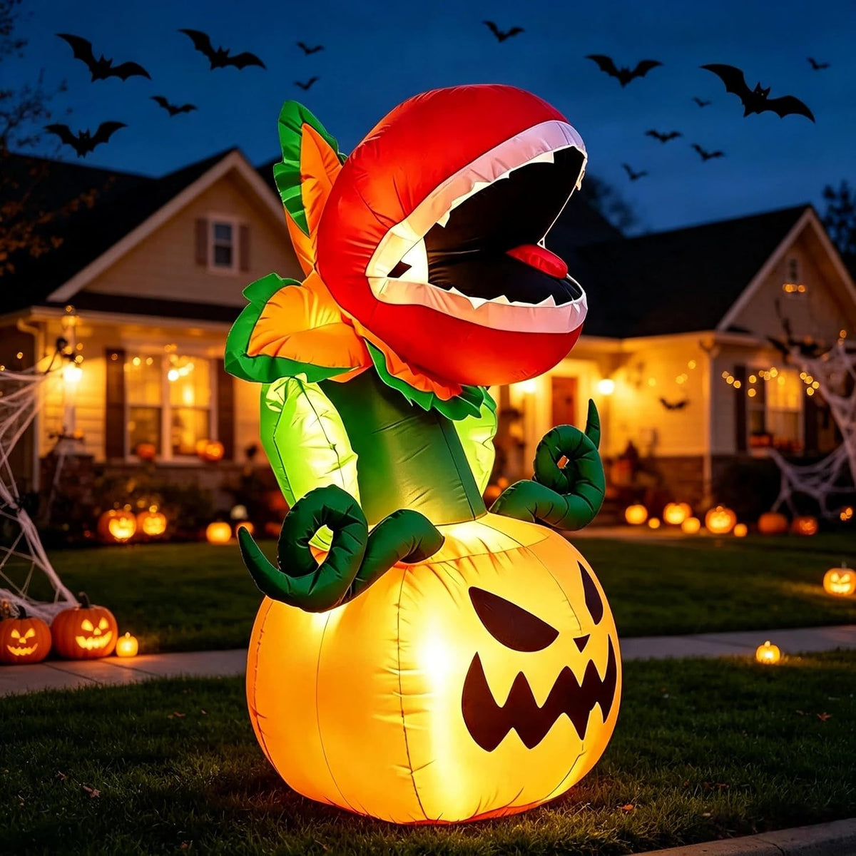 Lighted Halloween Carnivorous Plant Pumpkin Inflatable