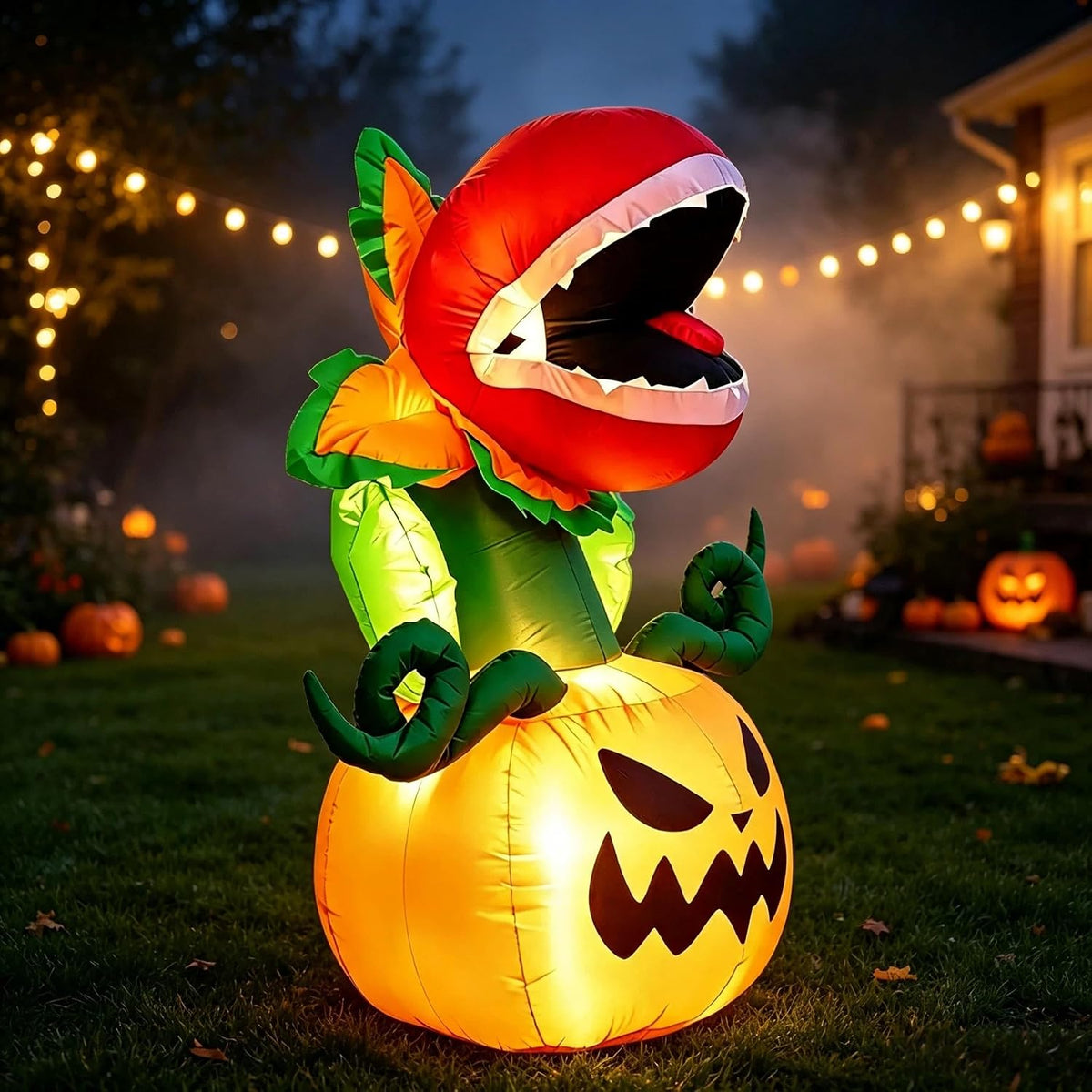 Lighted Halloween Carnivorous Plant Pumpkin Inflatable