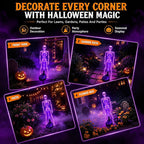 Halloween Outdoor Solar Lights Skeleton 2 Pack, Solar Pathway Lights and Halloween Solar Lights, Halloween Skeleton Decorations Outdoor