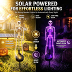 Halloween Outdoor Solar Lights Skeleton 2 Pack, Solar Pathway Lights and Halloween Solar Lights, Halloween Skeleton Decorations Outdoor