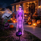 Halloween Outdoor Solar Lights Skeleton 2 Pack, Solar Pathway Lights and Halloween Solar Lights, Halloween Skeleton Decorations Outdoor