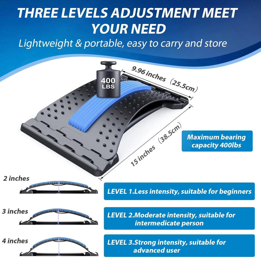 Adjustable 3-Level Back Stretcher with Foam Padding