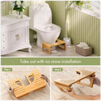 Foldable Bamboo Toilet Foot Stool with Non-Slip Base