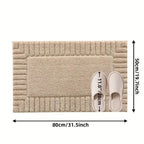 Washable Striped Bath Mat with Soft Flocked Texture