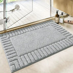 Washable Striped Bath Mat with Soft Flocked Texture